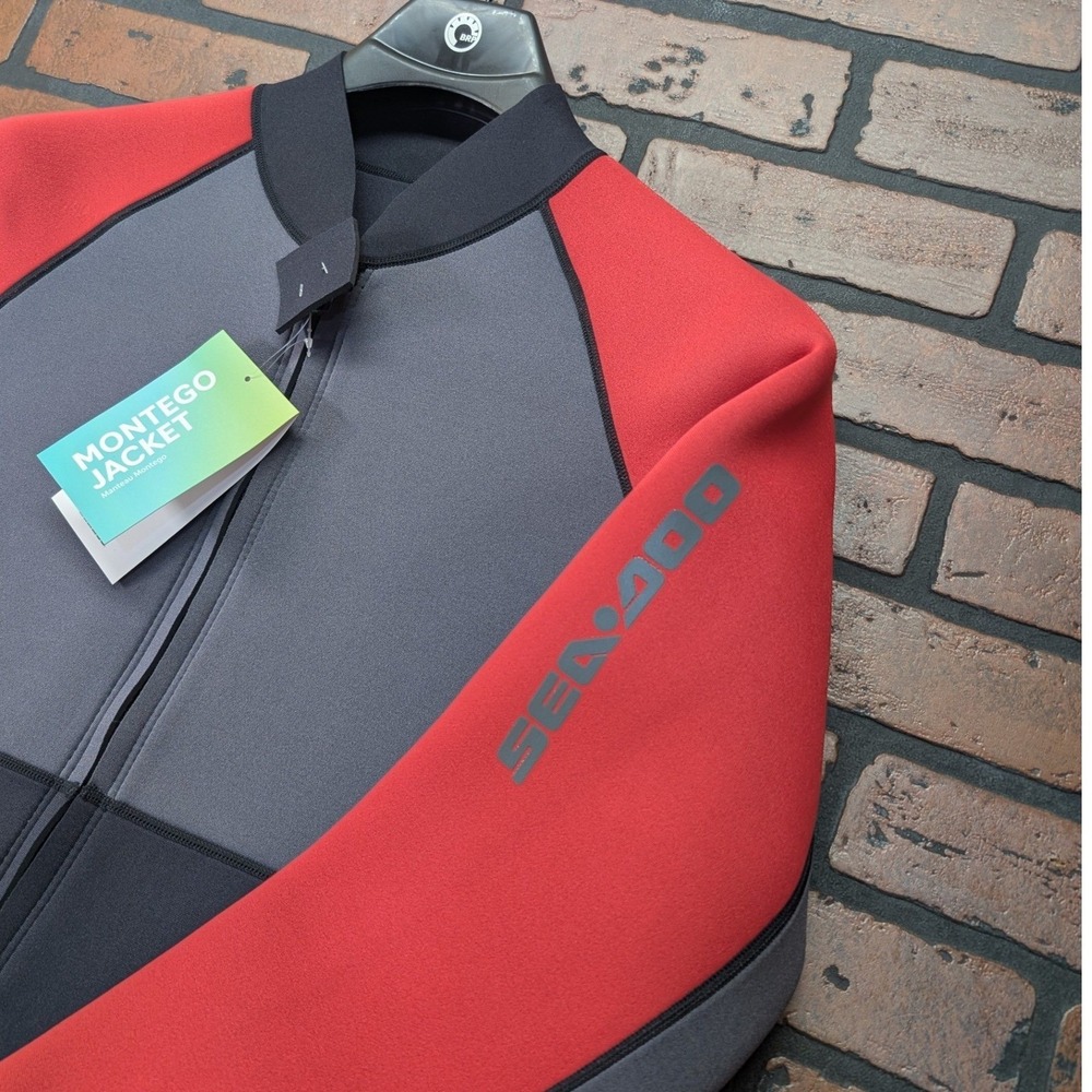 Sea-Doo NWT Montego Neoprene Wetsuit Jacket Red Black Grey Men's XL Full Zip